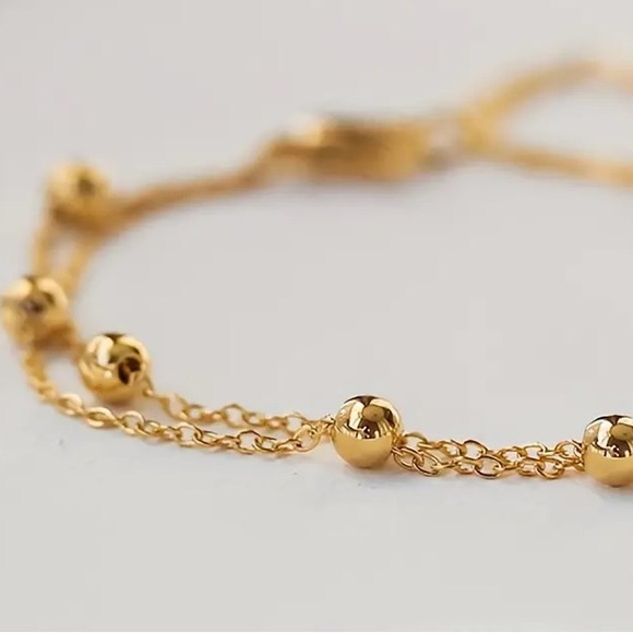 Double Layer Bead Bracelet/Stainless Steel Plated in 18K Gold - Picture 3 of 5